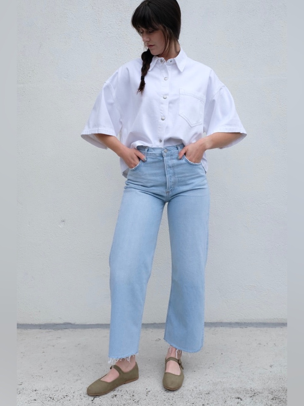 Agolde ren high rise wide leg jeans in smash
